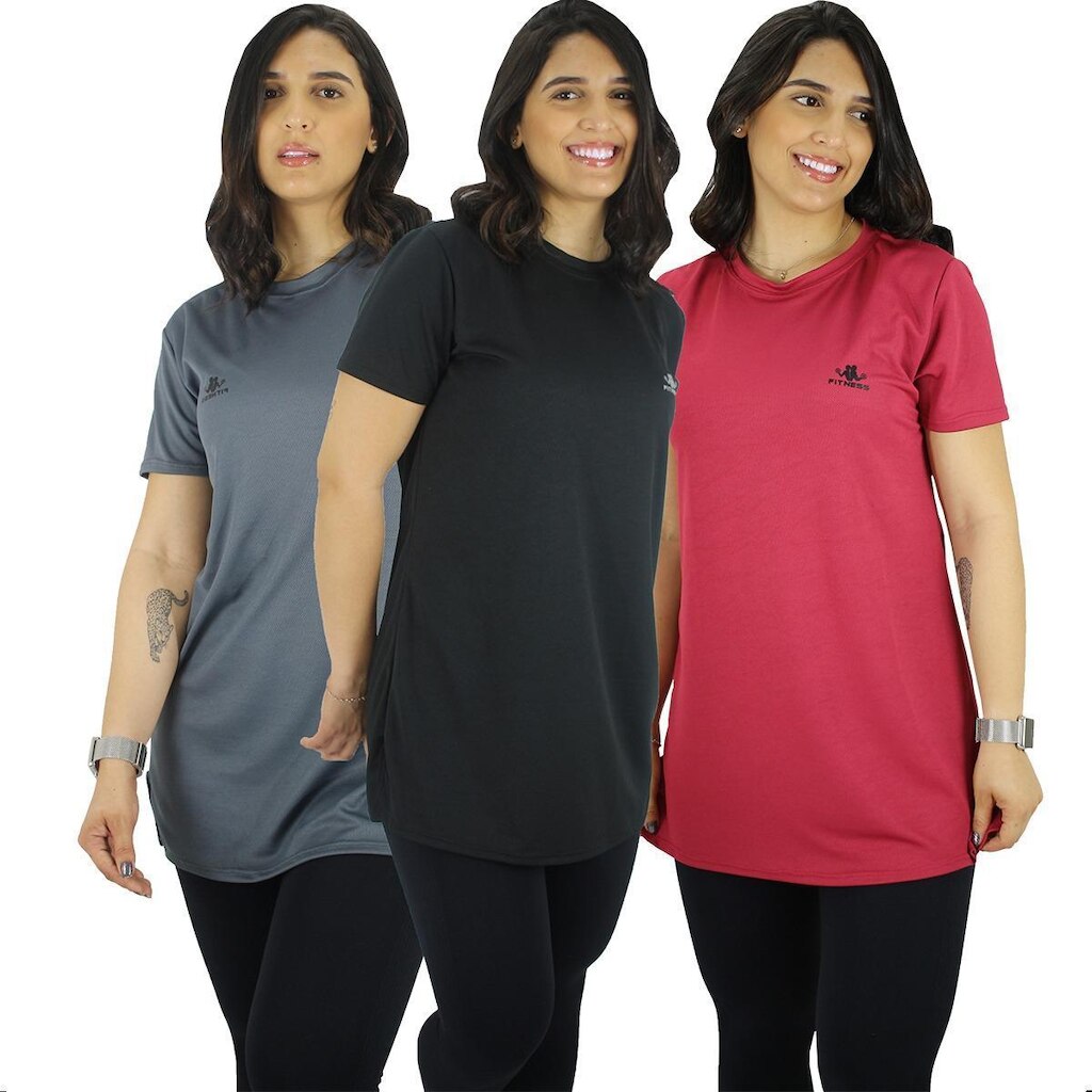 Kit 3 Vestido Blusão Camisão Feminino Academia premium