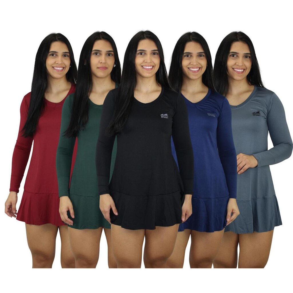 Kit 3 Vestido Saída de Praia Feminino Premium – Proteção Solar UV50 Fator 50 – Estilo e Verão