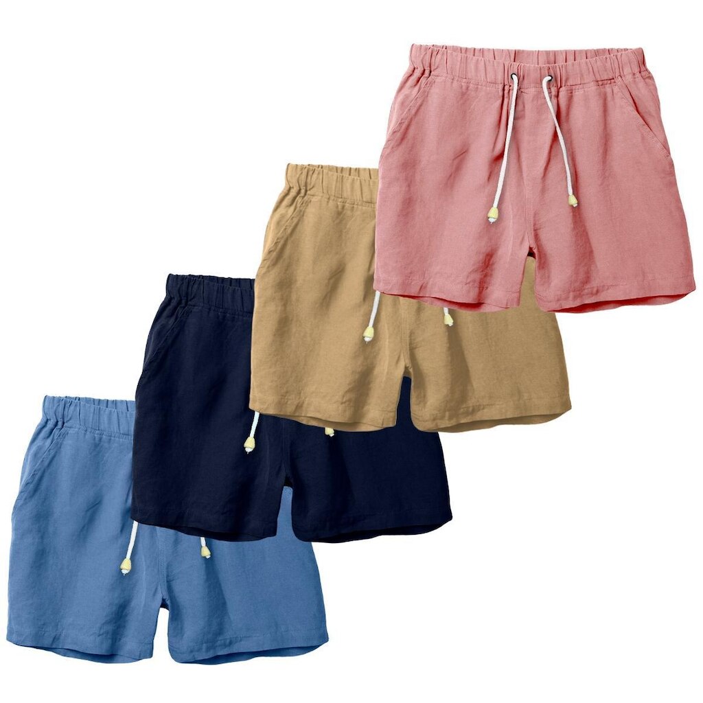 Kit 4 Bermudas Masculina Short em  Linho Casual Cós Elástico Conforto e Estilo