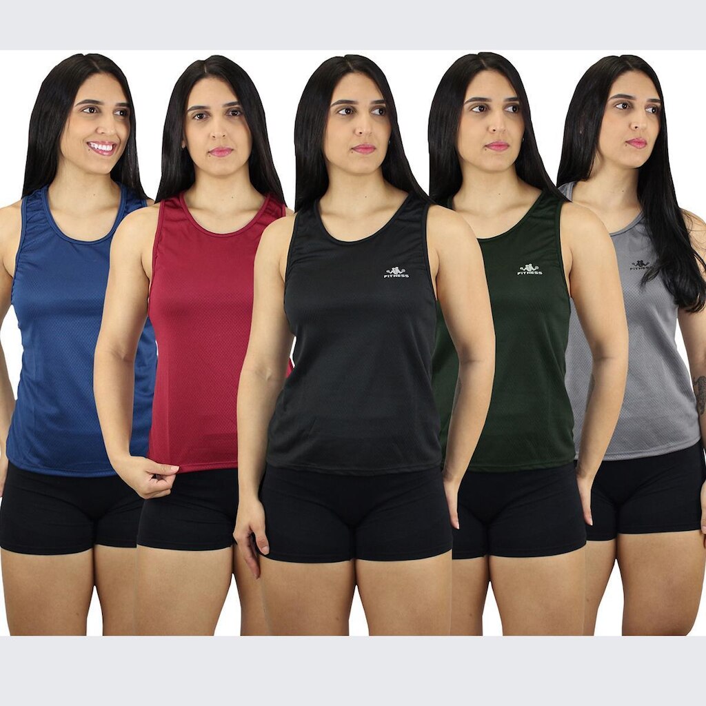 Kit 4 Blusa Regata Cavada Academia Feminina Premium