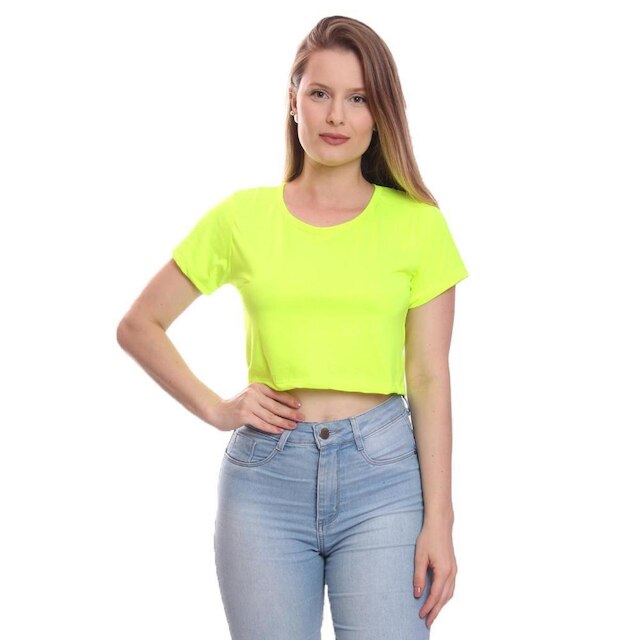 Kit 4 Blusas Cropped Blusinha Camiseta Feminina Lisa