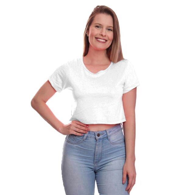 Kit 4 Blusas Cropped Blusinha Camiseta Feminina Lisa