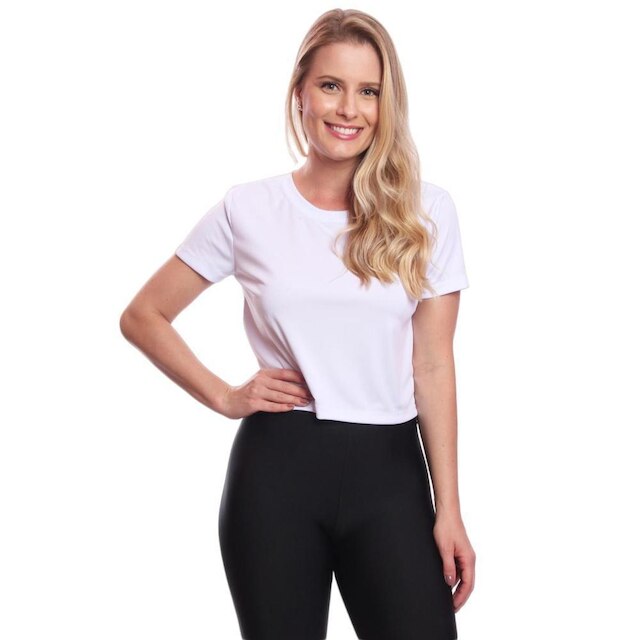 Kit 4 Blusas Cropped Femininas Dry Academia Manga Curta Proteção UV Treino Fitness Corrida Básica