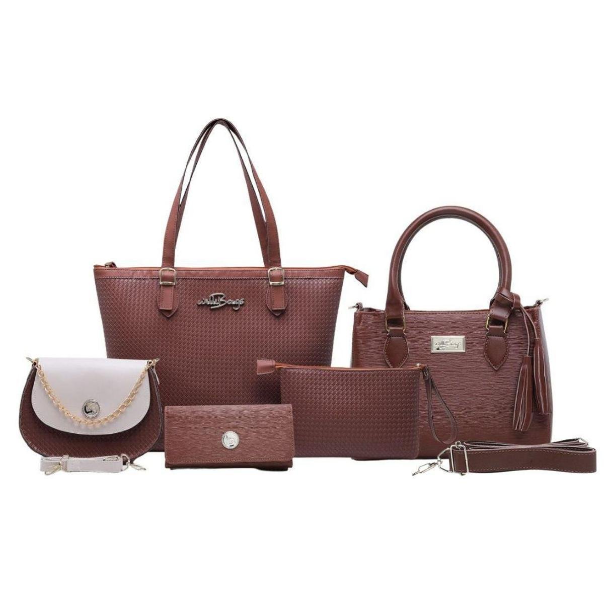 Kit 4 Bolsas Feminina Monograma Willibags Lindas - Caramelo Menor preço em Kit 4 Bolsas Feminina Monograma Willibags Lindas - Caramelo