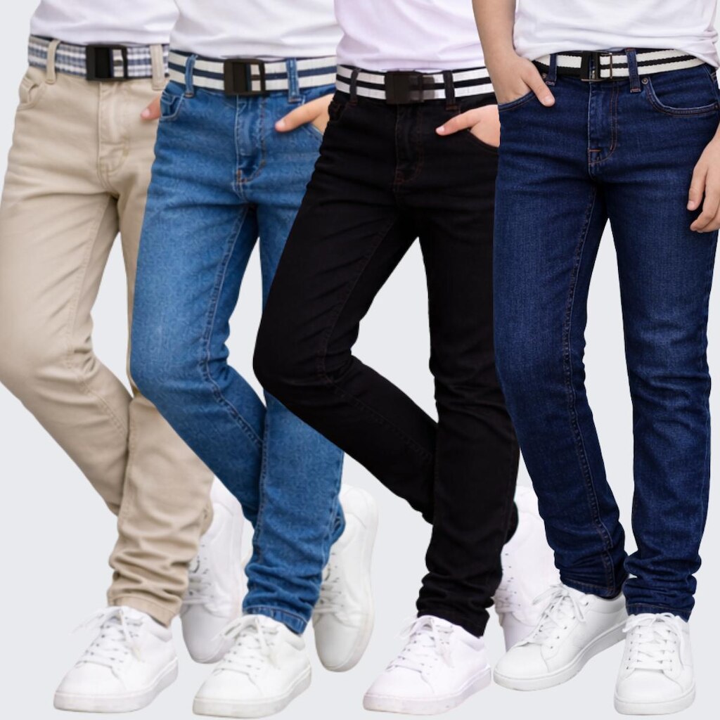 Kit 4 Calça Jeans Infantil Menino Com Cinto