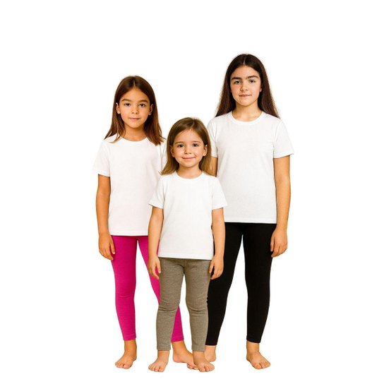 Kit 4 Calça Legging Cotton Infantil Juvenil Menina Cores básicas Lisas Roupa Feminina Verão 4-16