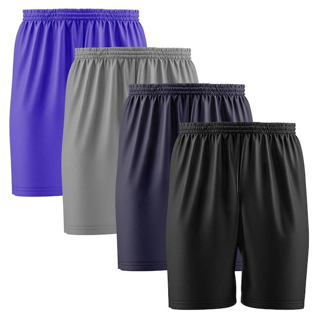 Kit 4 Calção Short Futebol Basquete Vôlei Bermuda Dry Treino Academia