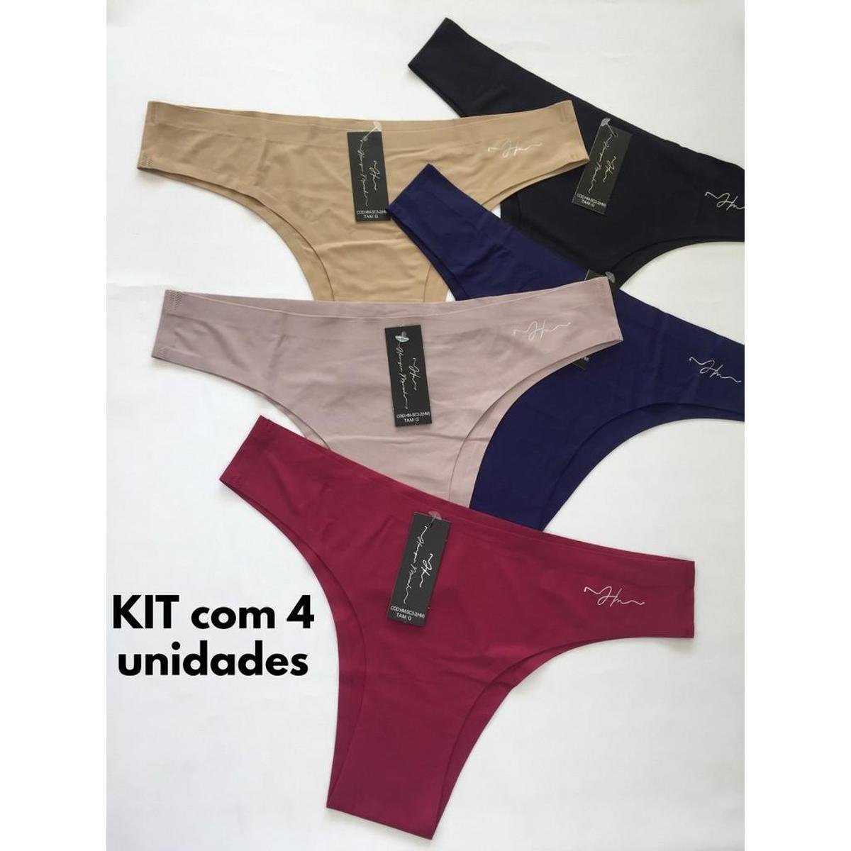 KIT 4 Calcinhas Sem Costura Tradicional Hangar Moriah - Sortido Menor preço em KIT 4 Calcinhas Sem Costura Tradicional Hangar Moriah - Sortido
