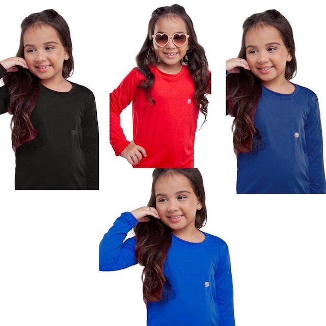 Kit 4 Camisa Infantil Térmica Uv50+ Menina Proteção Solar