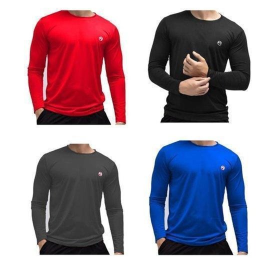 Kit 4 Camisa Térmica Uv50+ Masculina Segunda Pele Proteção Solar