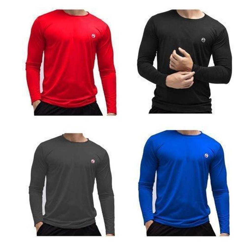 Kit 4 Camisa Térmica Uv50+ Masculina Segunda Pele Proteção Solar