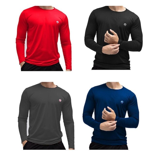 Kit 4 Camisa Térmica Uv50+ Masculina Segunda Pele Proteção Solar