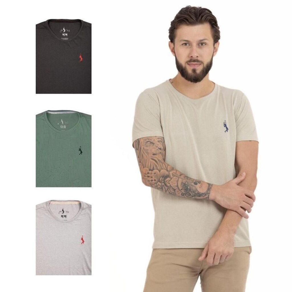 Kit 4 Camiseta Básica Casual Masculina Confortável em Malha Leve
