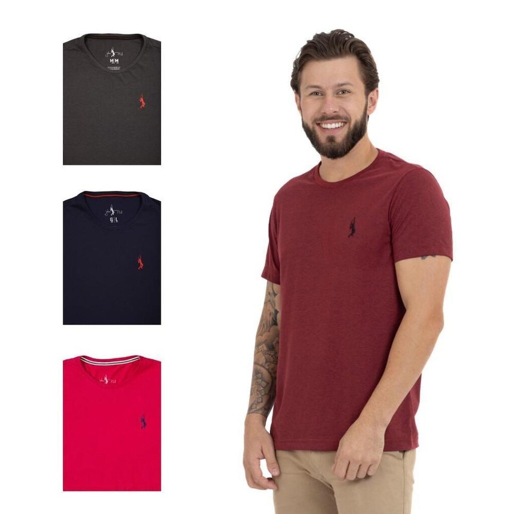 Kit 4 Camiseta Básica Casual Masculina Confortável em Malha Leve