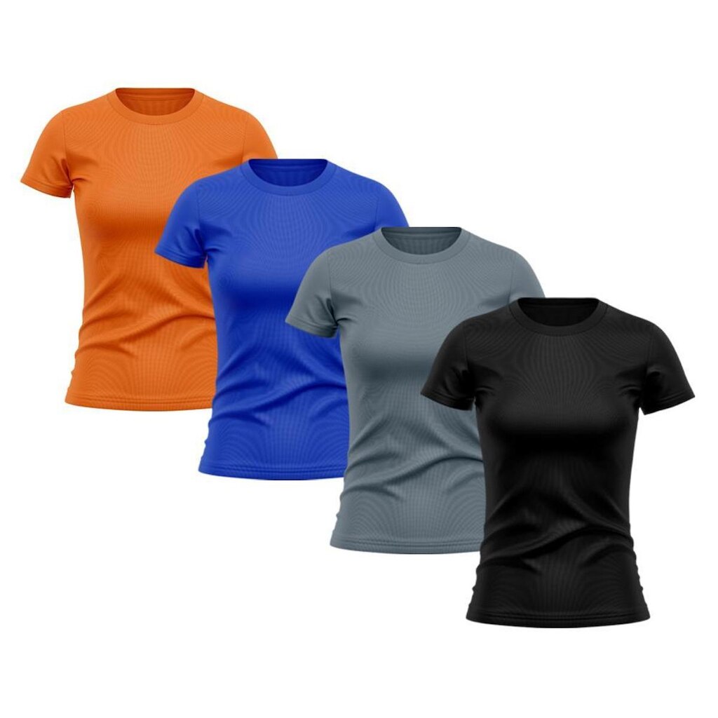 Kit 4 Camiseta Feminina Dry Proteção Solar UV Lisa Treino Academia Passeio Ciclismo Camisetas