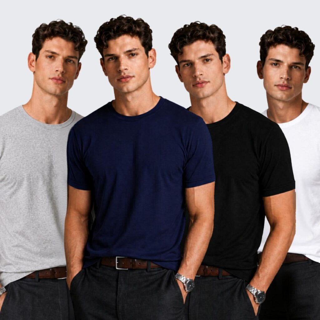 Kit 4 Camiseta Masculina Básica Algodão