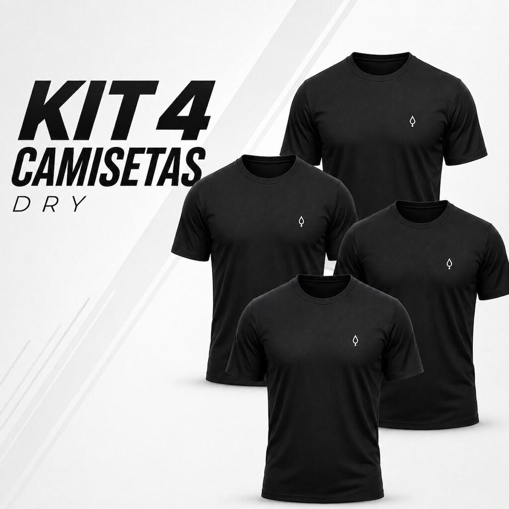 Kit 4 Camiseta Masculina Dry Manga Curta Academia Camisetas
