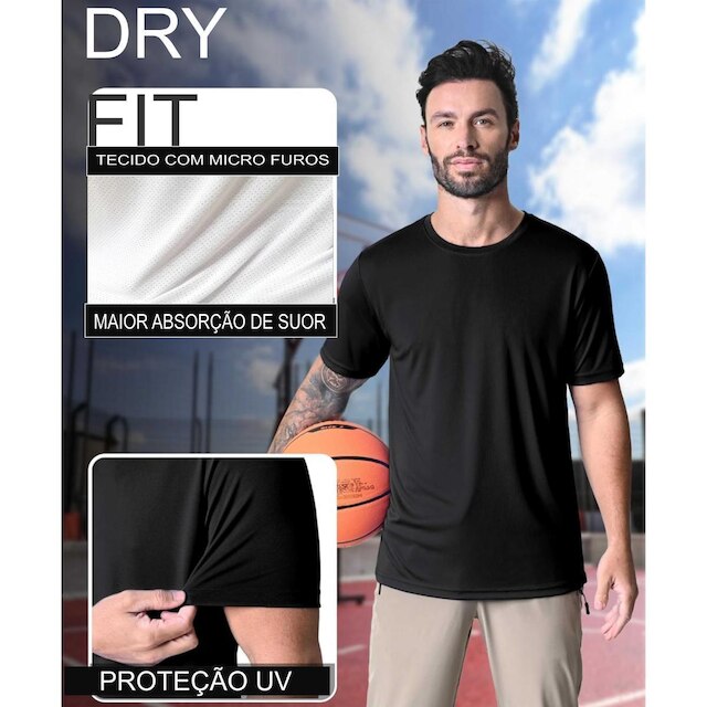 Kit 4 Camiseta Masculina Esportiva Dry Camisa Gola Redonda Estampada