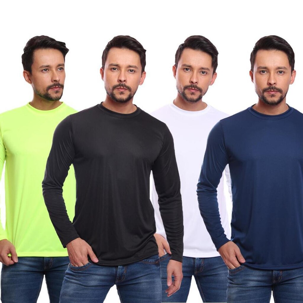 Kit 4 Camiseta Masculina Manga Longa Proteção Solar UV 50