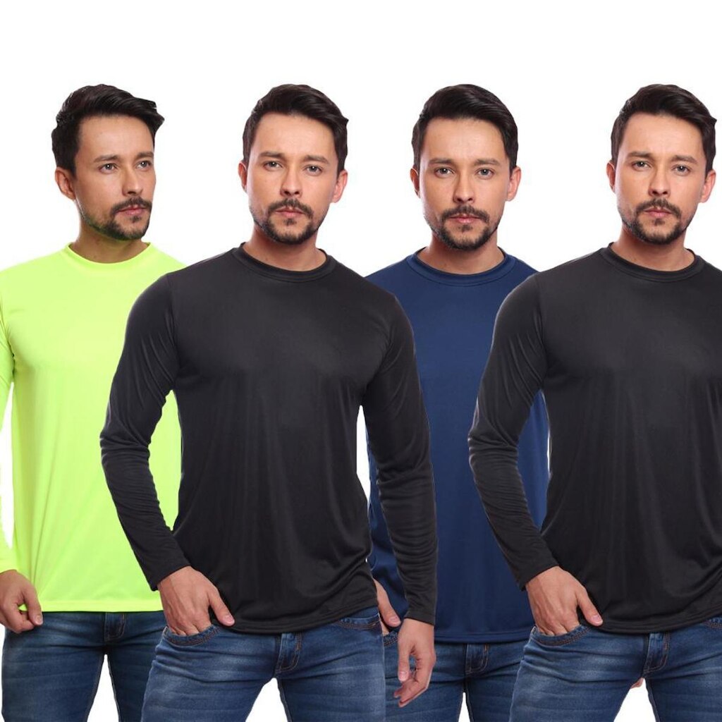 Kit 4 Camiseta Masculina Manga Longa Proteção Solar UV 50