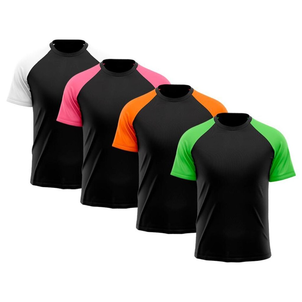 Kit 4 Camiseta Masculina Raglan Dry Proteção Solar UV Lisa Academia Ciclismo Esporte Camisetas