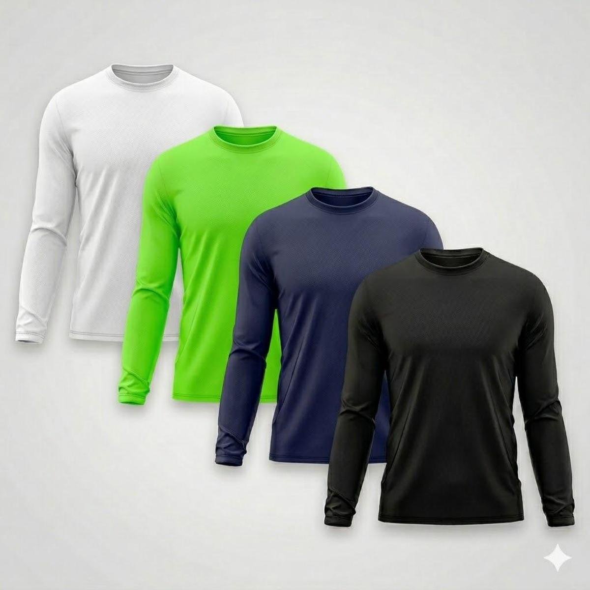 Kit 4 Camiseta Masculina Segunda Pele Proteção Solar UV Térmica Praia Manga Longa Blusa Camisa Menor preço em Kit 4 Camiseta Masculina Segunda Pele Proteção Solar UV Térmica Praia Manga Longa Blusa Camisa