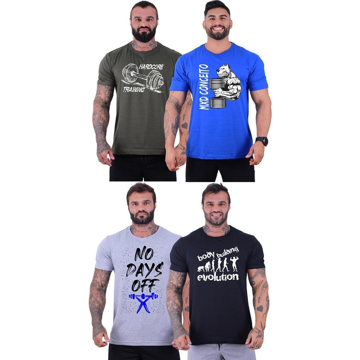 Kit 4 Camiseta Tradicional Masculina MXD Conceito Academia Sport Fitness Estampada Menor preço em Kit 4 Camiseta Tradicional Masculina MXD Conceito Academia Sport Fitness Estampada