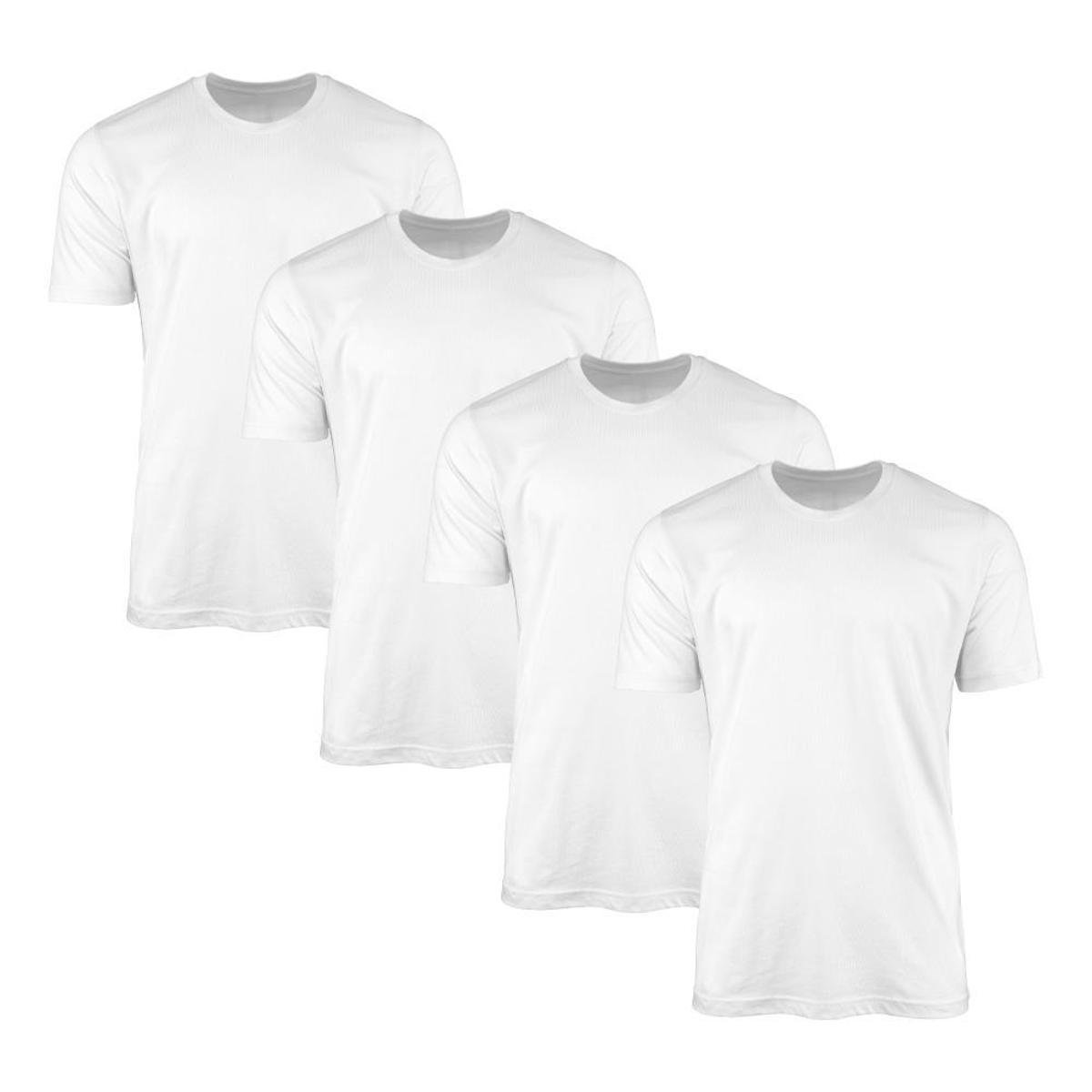 Kit 4 Camisetas AMGK Masculina Lisa Básica 100% Algodão - Branco Menor preço em Kit 4 Camisetas AMGK Masculina Lisa Básica 100% Algodão - Branco