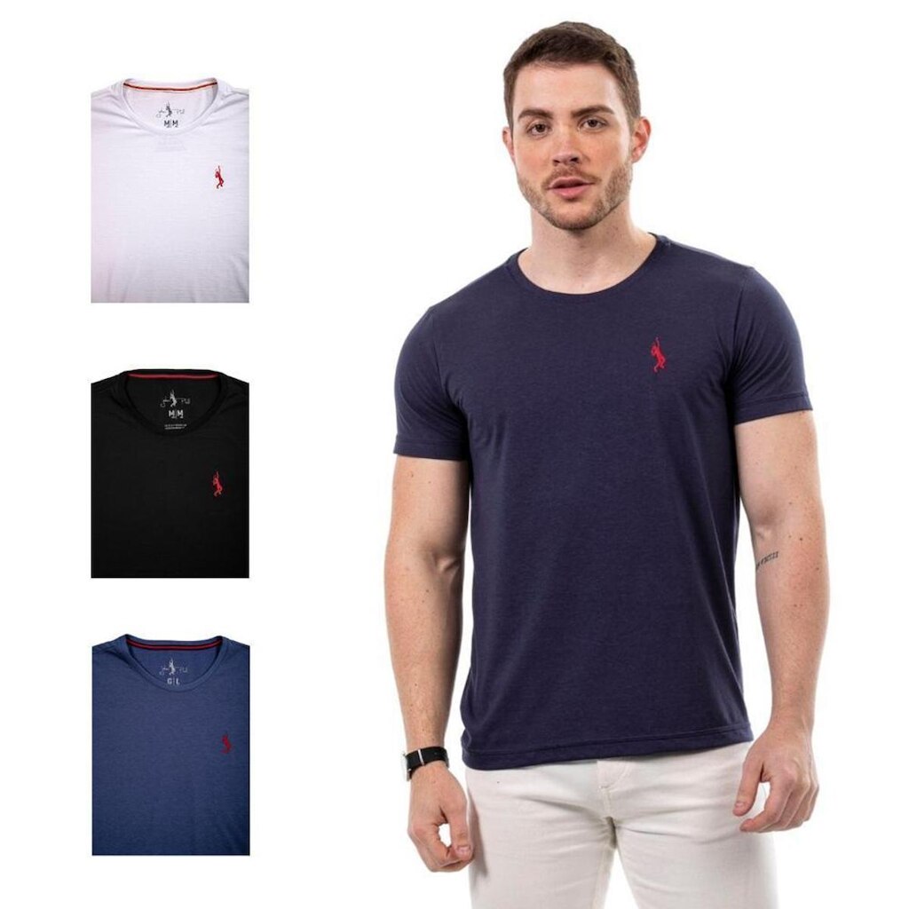 Kit 4 Camisetas Básicas Masculina Algodão Lisa Conforto