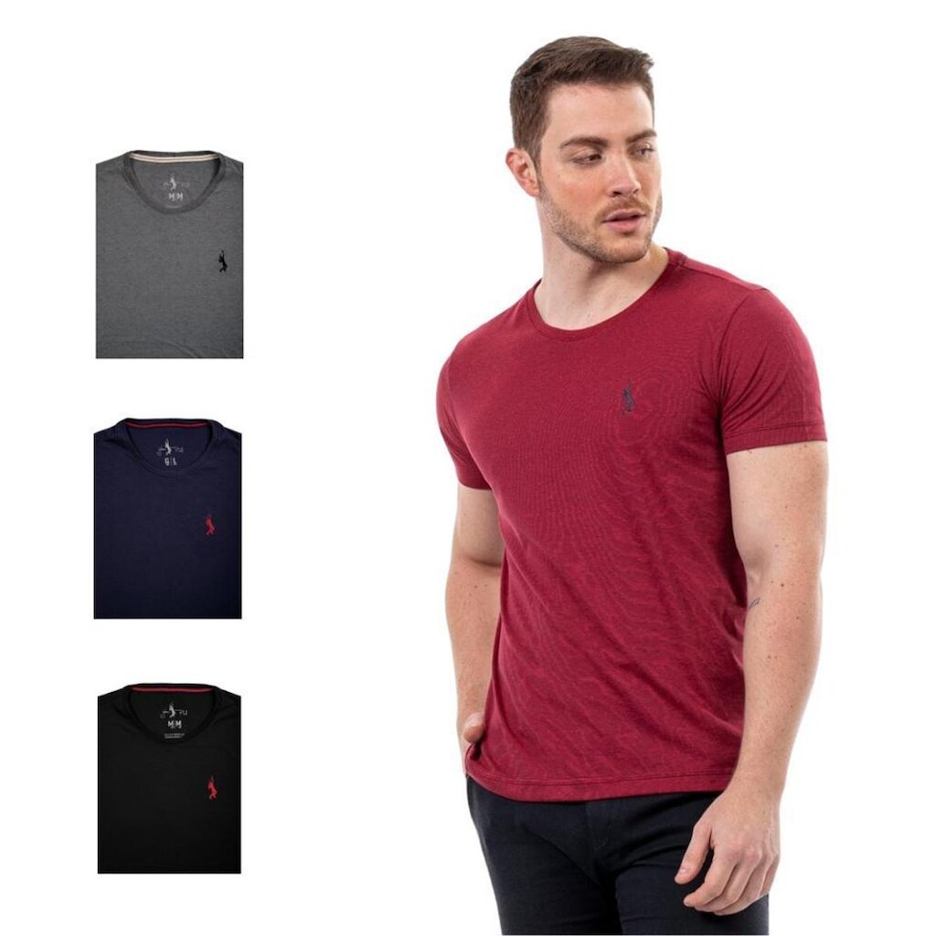 Kit 4 Camisetas Básicas Masculina John Pull Leve Conforto