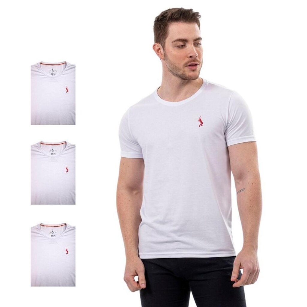 Kit 4 Camisetas Básicas Masculina John Pull Lisa Casual