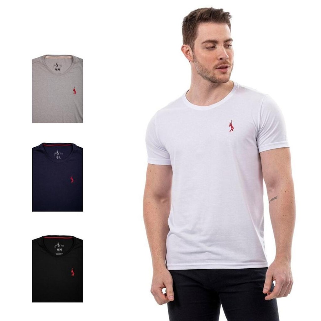 Kit 4 Camisetas Básicas Masculina John Pull Lisa Conforto