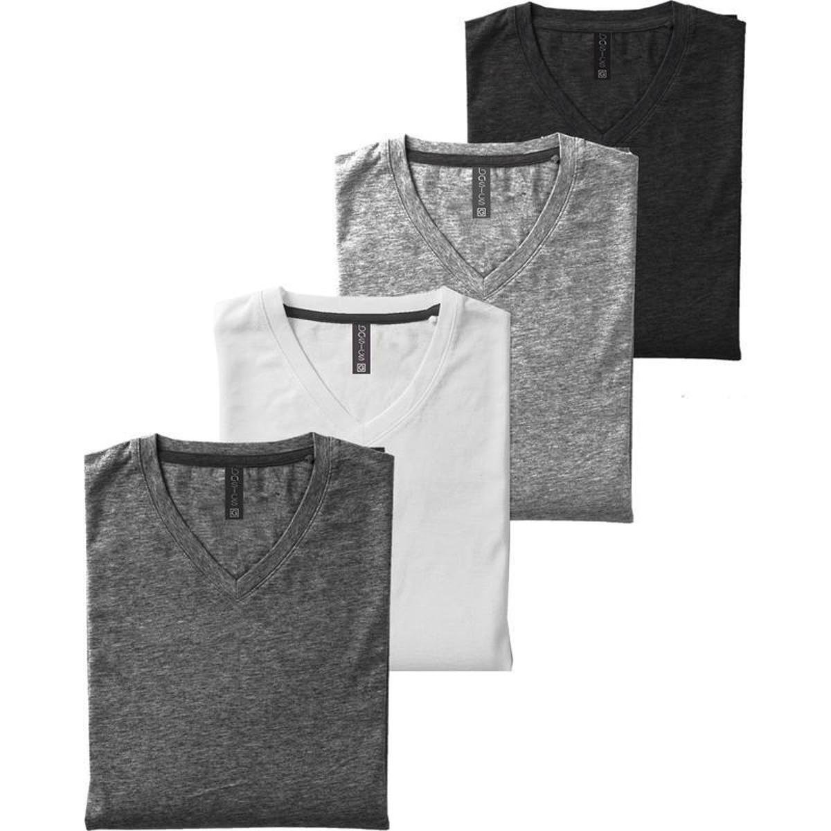 Kit 4 Camisetas Camisa Slim Fit Gola V Menor preço em Kit 4 Camisetas Camisa Slim Fit Gola V