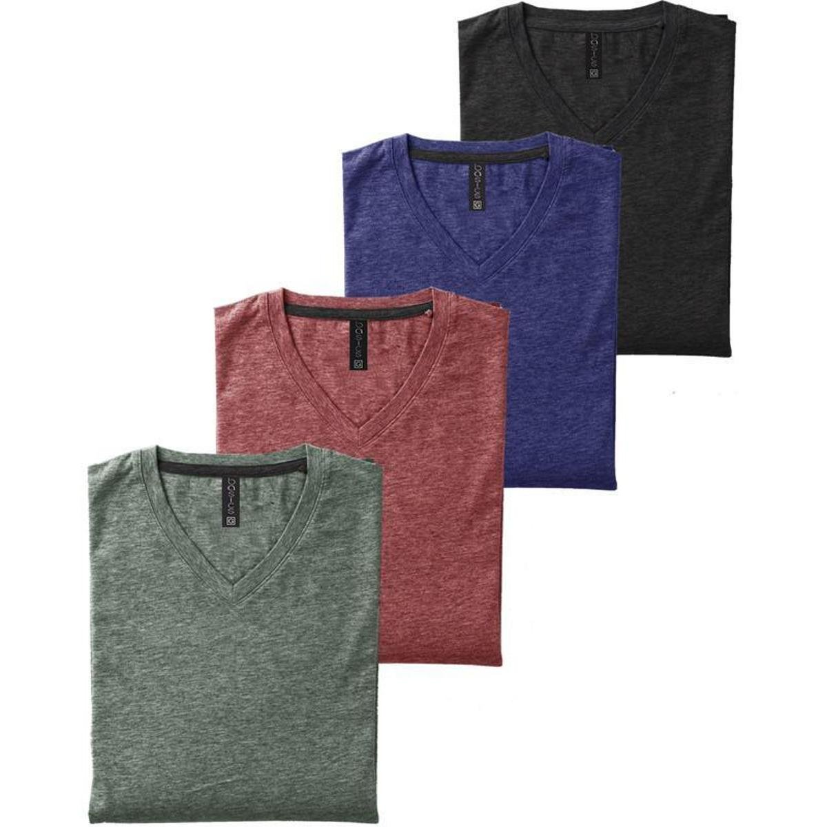 Kit 4 Camisetas Camisa Slim Fit Gola V Menor preço em Kit 4 Camisetas Camisa Slim Fit Gola V