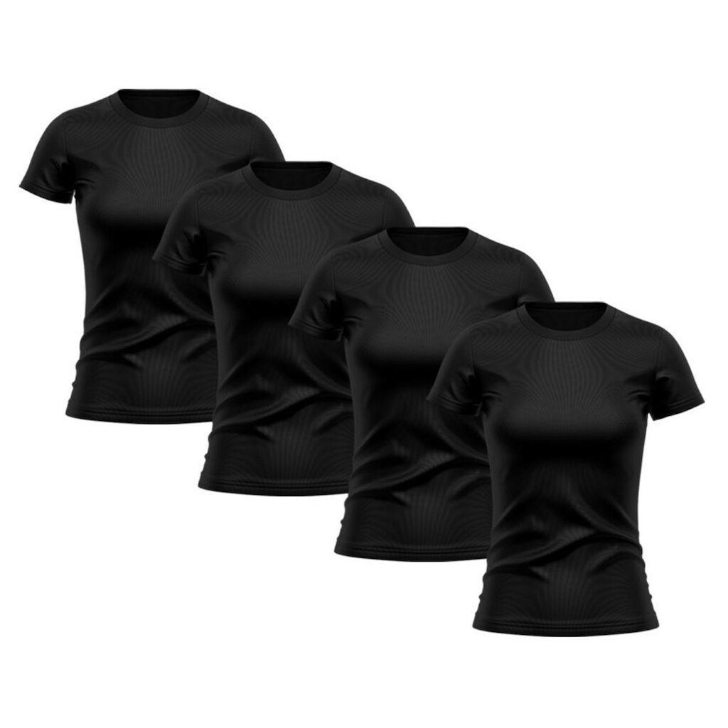 Kit 4 Camisetas Feminina Dry Proteção Solar UV Manga Curta Básica Lisa Academia Treino Fitness Blusa