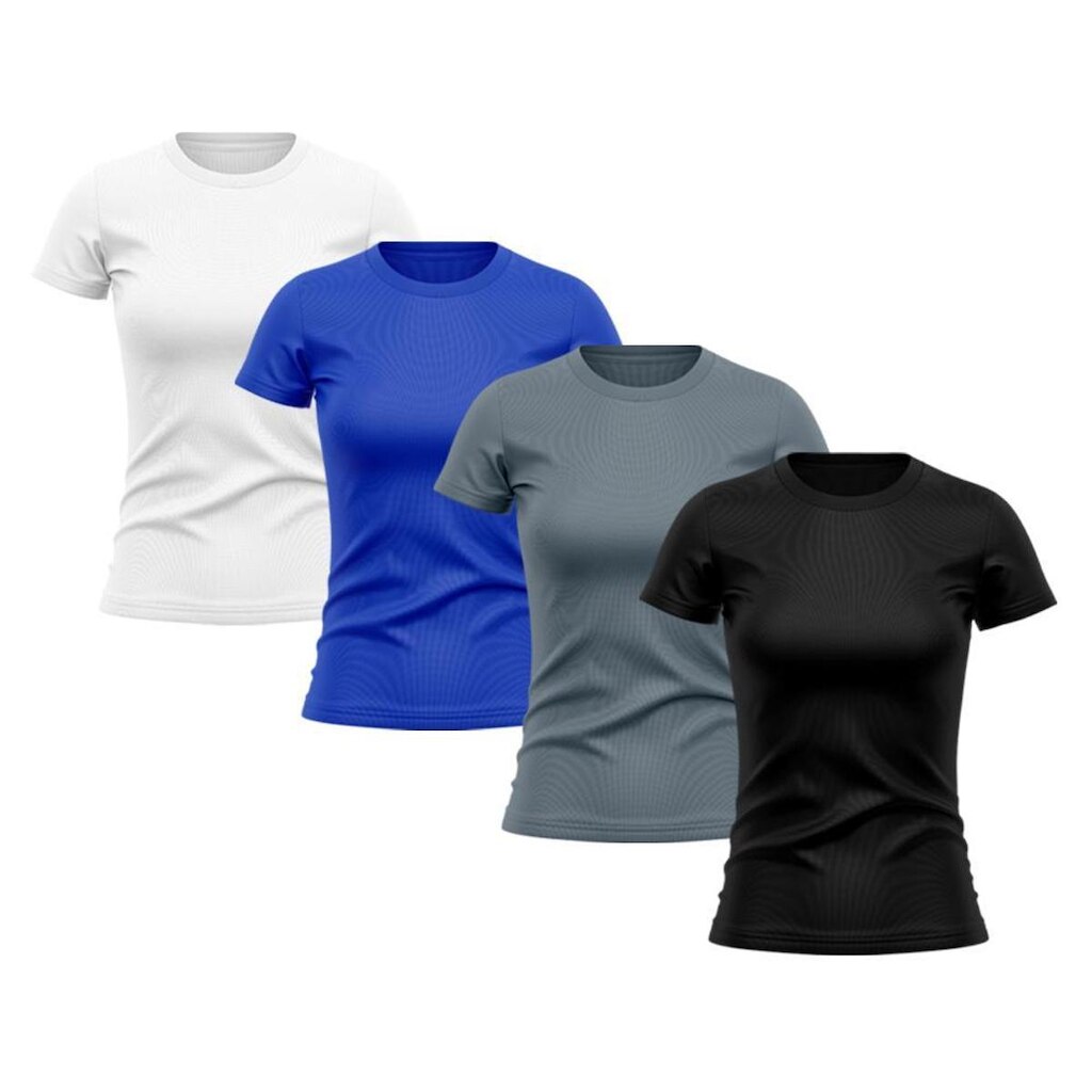 Kit 4 Camisetas Feminina Dry Proteção Solar UV Manga Curta Básica Lisa Academia Treino Fitness Blusa