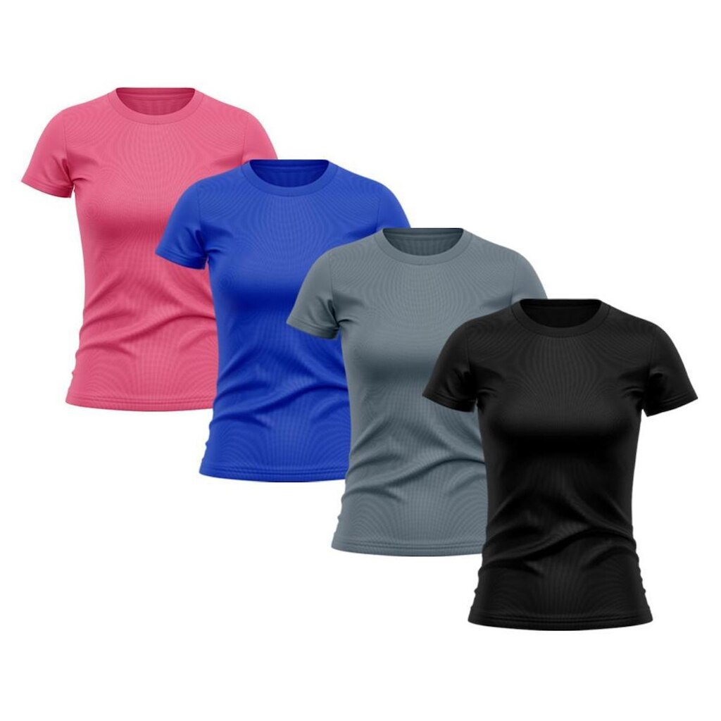 Kit 4 Camisetas Feminina Dry Proteção Solar UV Manga Curta Básica Lisa Academia Treino Fitness Blusa