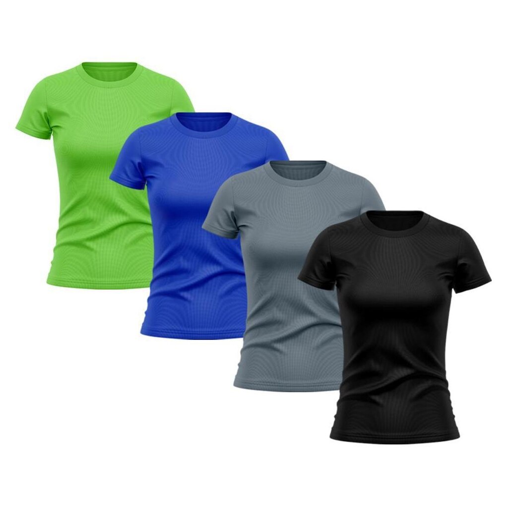 Kit 4 Camisetas Feminina Dry Proteção Solar UV Manga Curta Básica Lisa Academia Treino Fitness Blusa