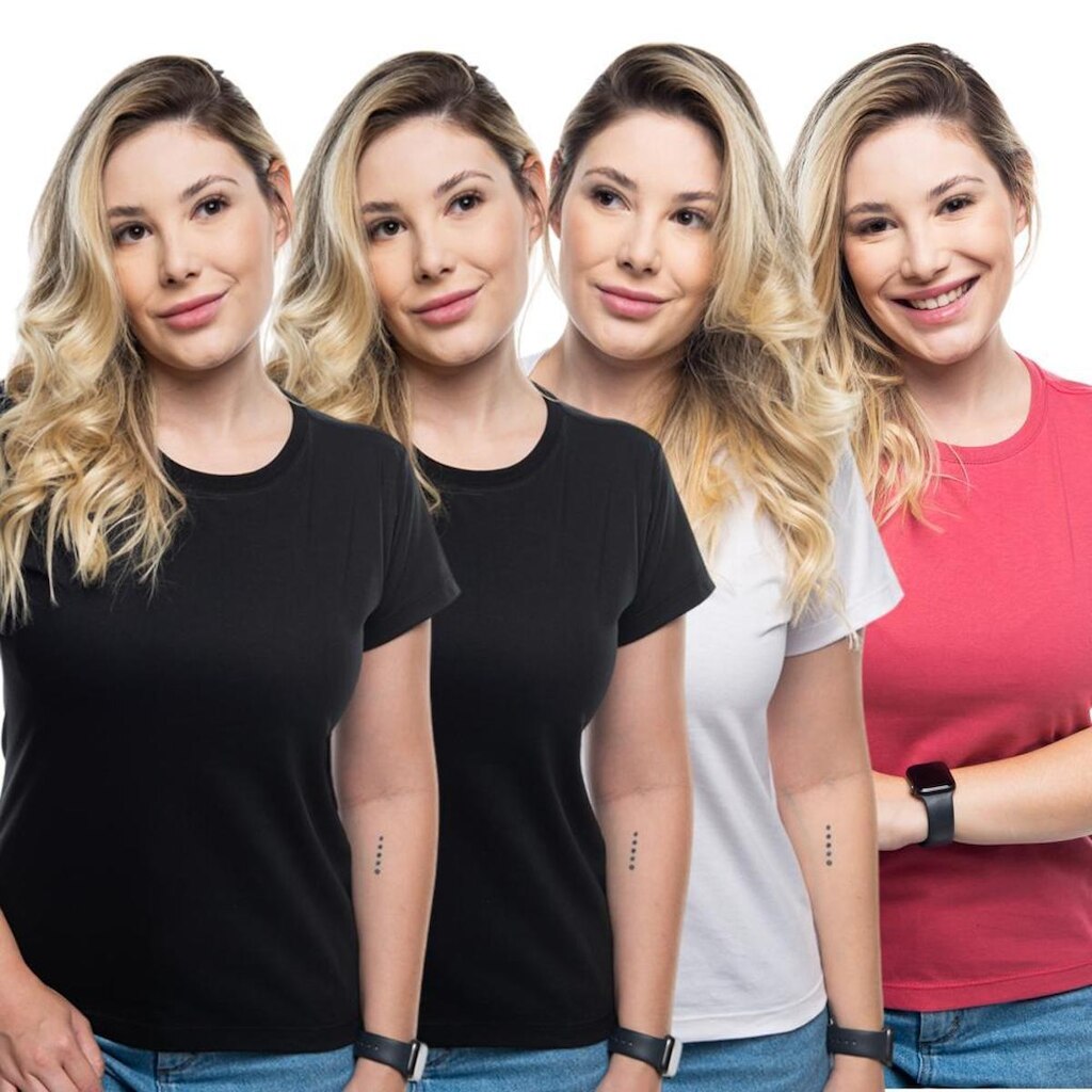 Kit 4 Camisetas Feminina Tshirt Manga Curta Basica Lisa