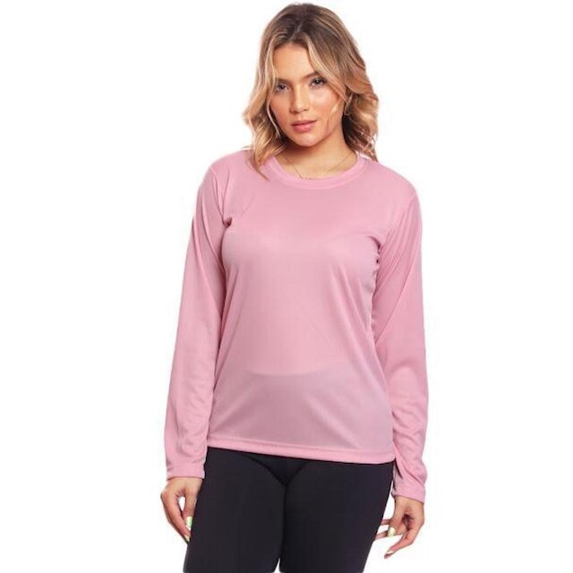 Kit 4 Camisetas Femininas Manga Longa Dry Proteção Uv