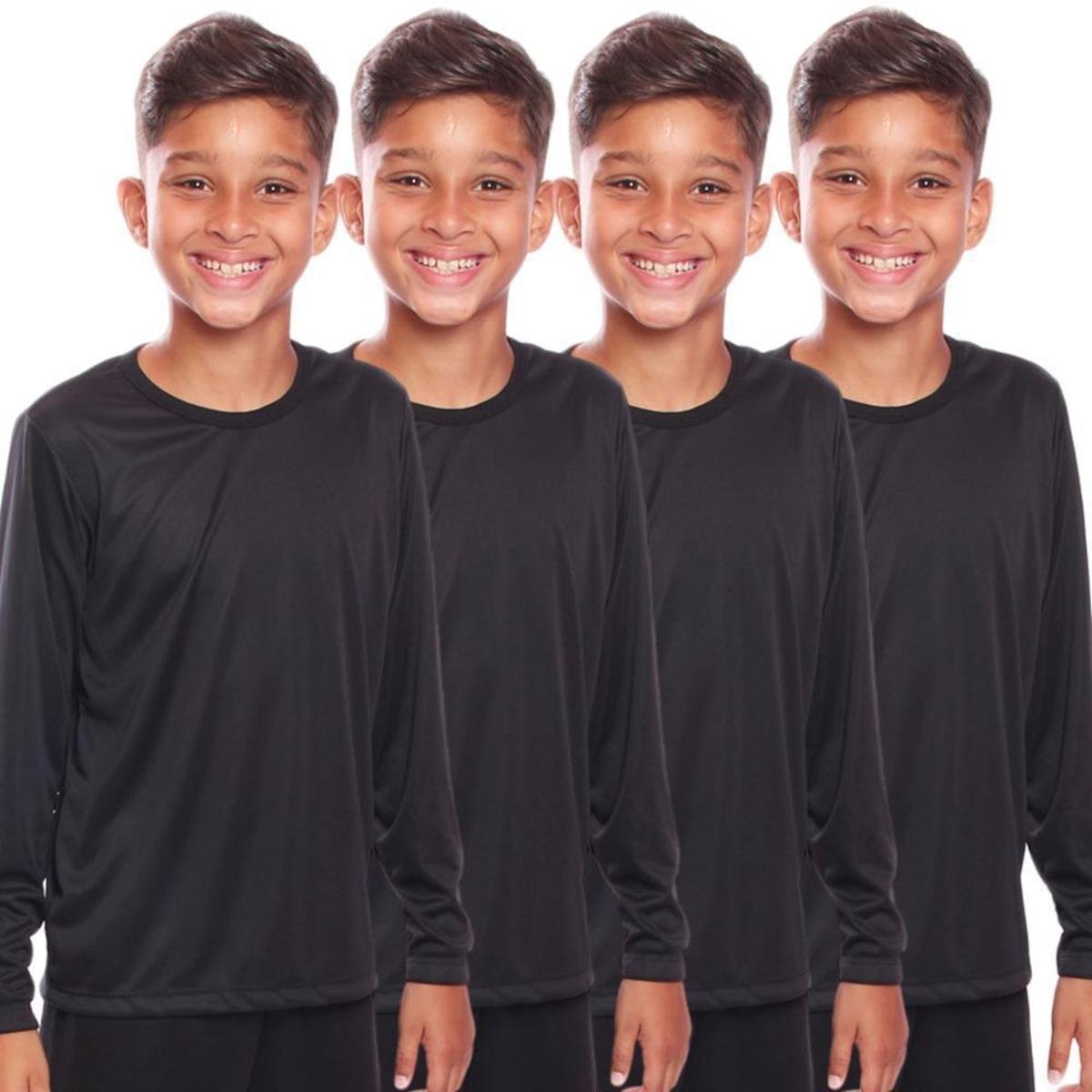 Kit 4 Camisetas Infantil Unissex Manga Longa Proteção Solar UV +50 Praia Piscina