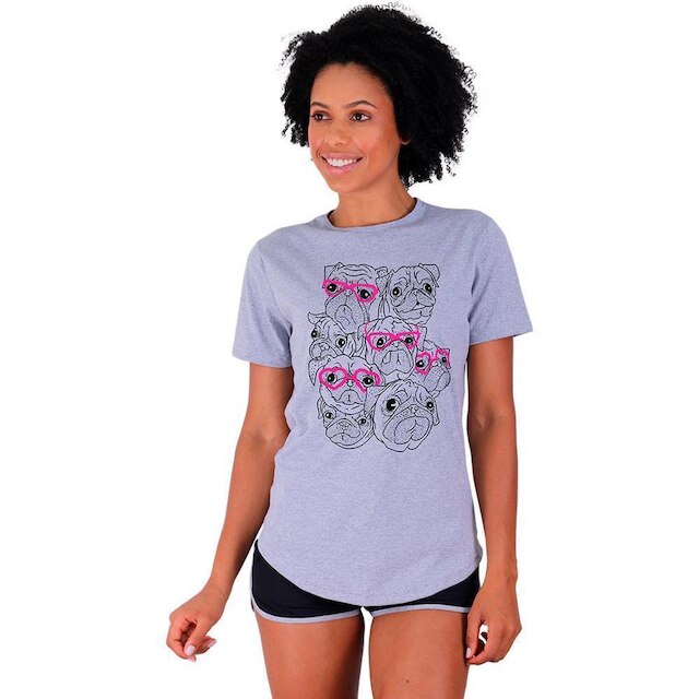 Kit 4 Camisetas Longline Feminina MXD Conceito Slim Diversas Estampas
