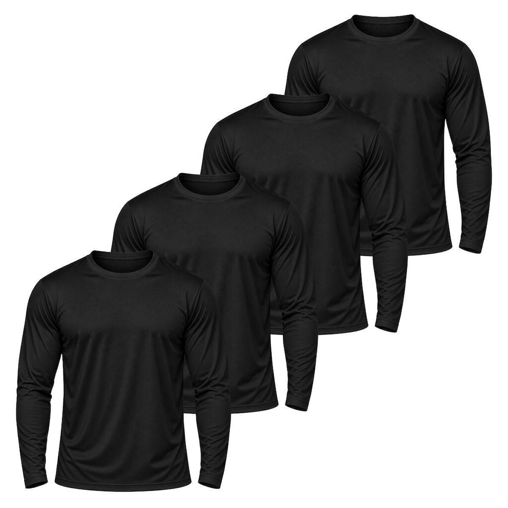 Kit 4 Camisetas Manga Longa Masculina Dry Academia Fit