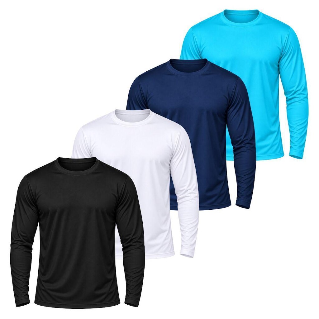 Kit 4 Camisetas Manga Longa Masculina Dry Academia Fit
