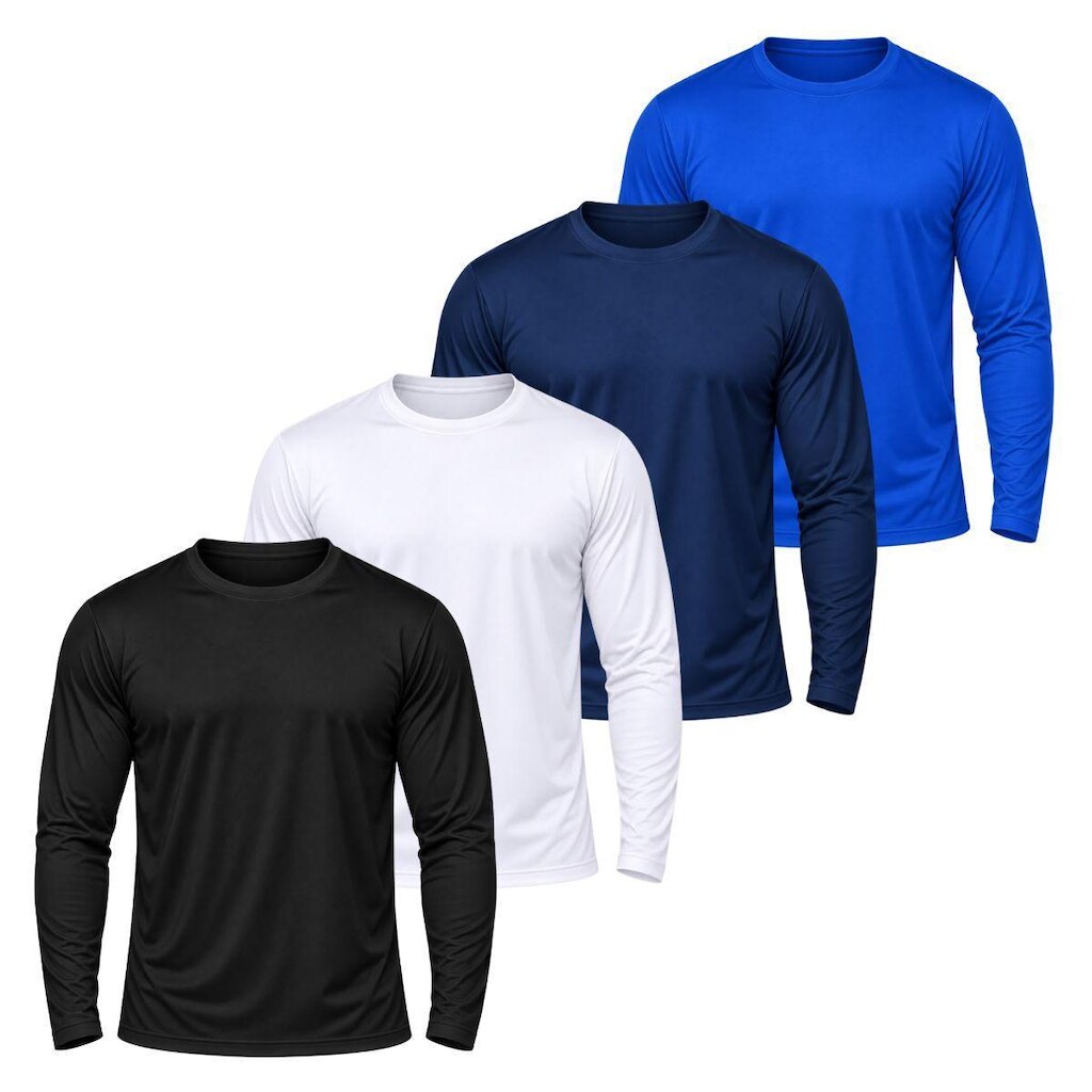 Kit 4 Camisetas Manga Longa Masculina Dry Academia Fit