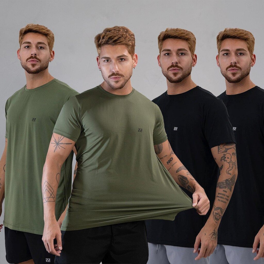 Kit 4 Camisetas Masculina Academia Poliamida Manga Curta Treino Camisa Malhar Dia A Dia Premium