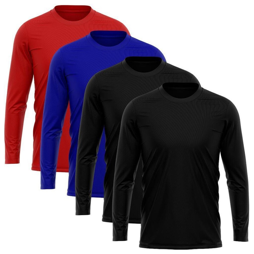 Kit 4 Camisetas Masculina Manga Longa Proteção Solar UV Poliamida Praia Piscina Pesca Trilha