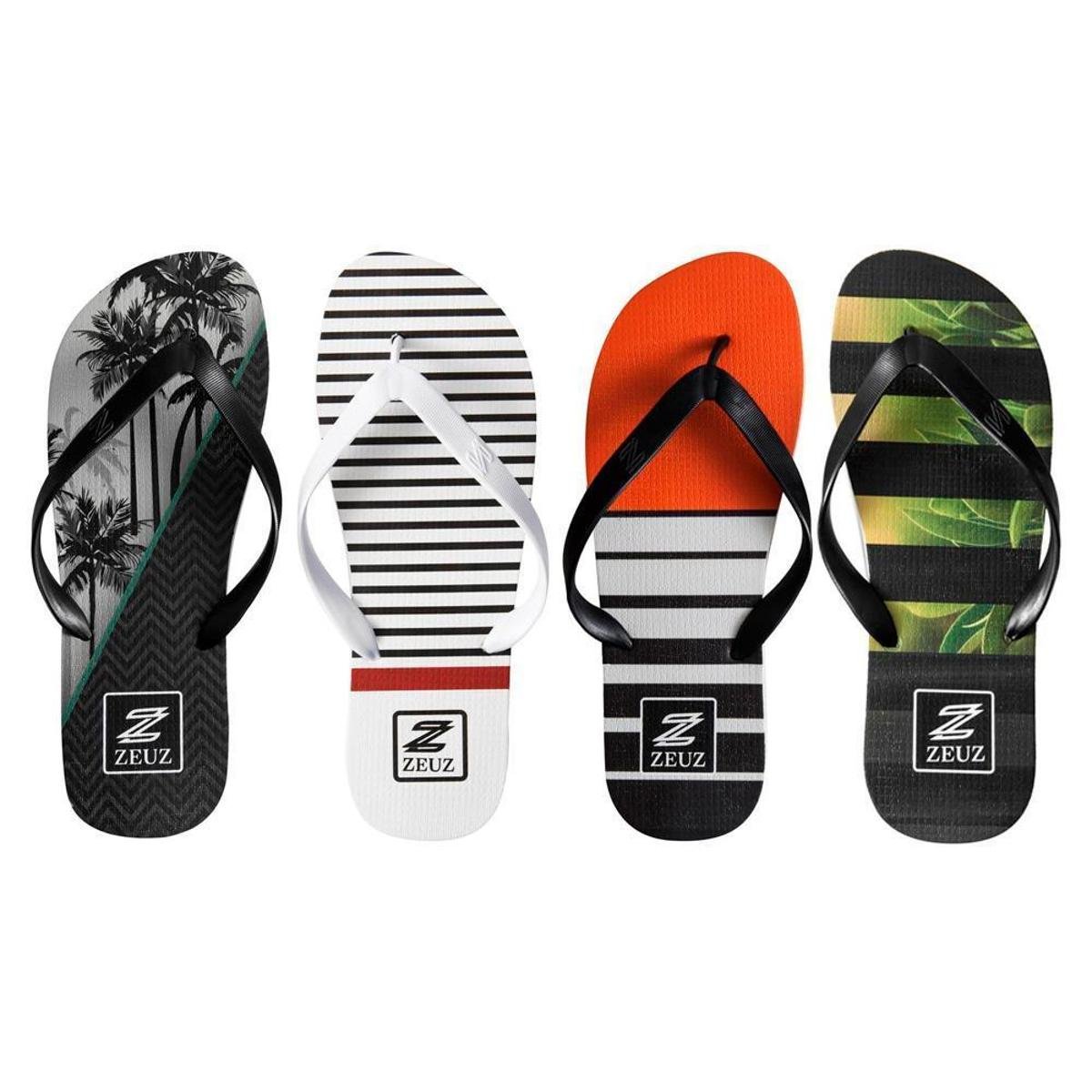 Kit 4 Chinelo Zeus Masculino Antiderrapante Conforto Casual - Preto+verde Menor preço em Kit 4 Chinelo Zeus Masculino Antiderrapante Conforto Casual - Preto+verde