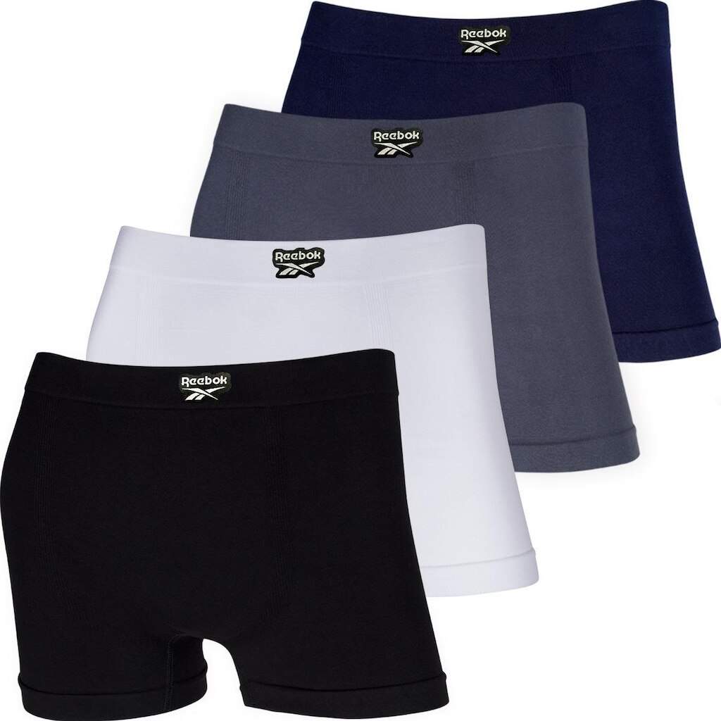 Kit 4 Cuecas Boxer Reebok Masculina Algodão Sem Costura Conforto Premium