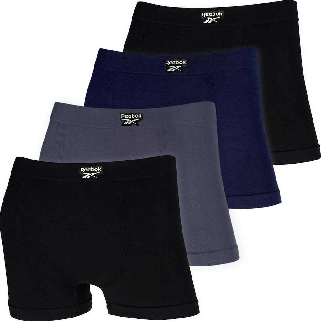 Kit 4 Cuecas Boxer Reebok Masculina Algodão Sem Costura Conforto Premium